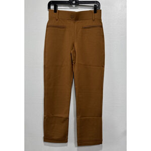 Betabrand Easy Crop Trouser Womens S Long Straight Leg Pull On Dress Pants Brown